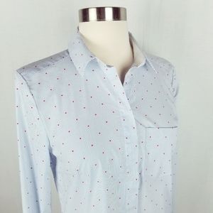 Valentine's H&M pinstripe heart button front top